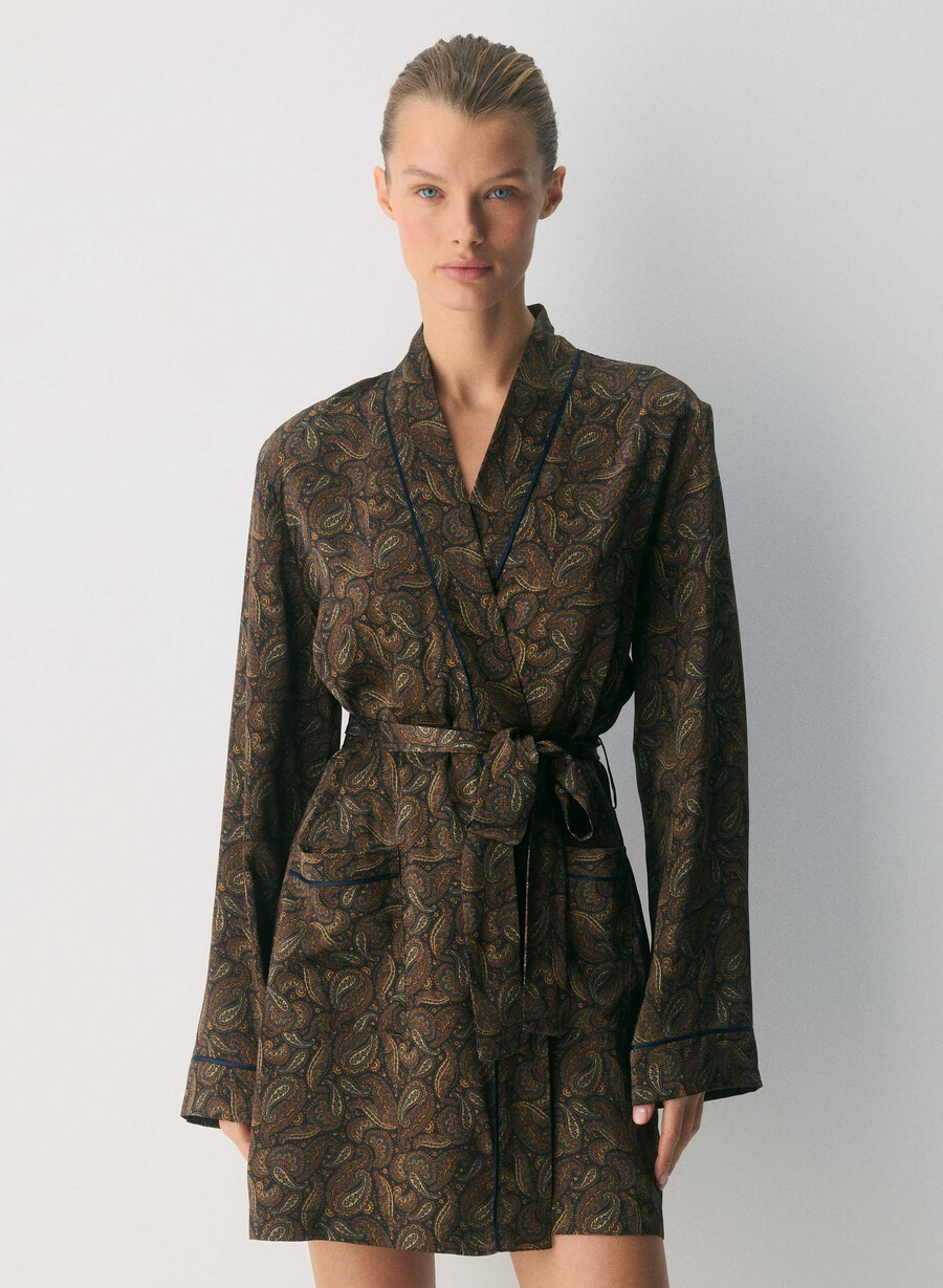 nightside silk pyjamas robe drk nt nvycnmn