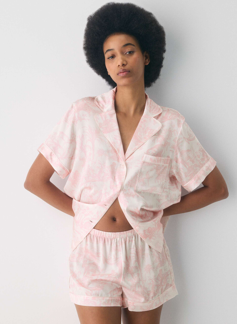 nightside silke pyjamas boxer shorts lght bch dk cpd rosa