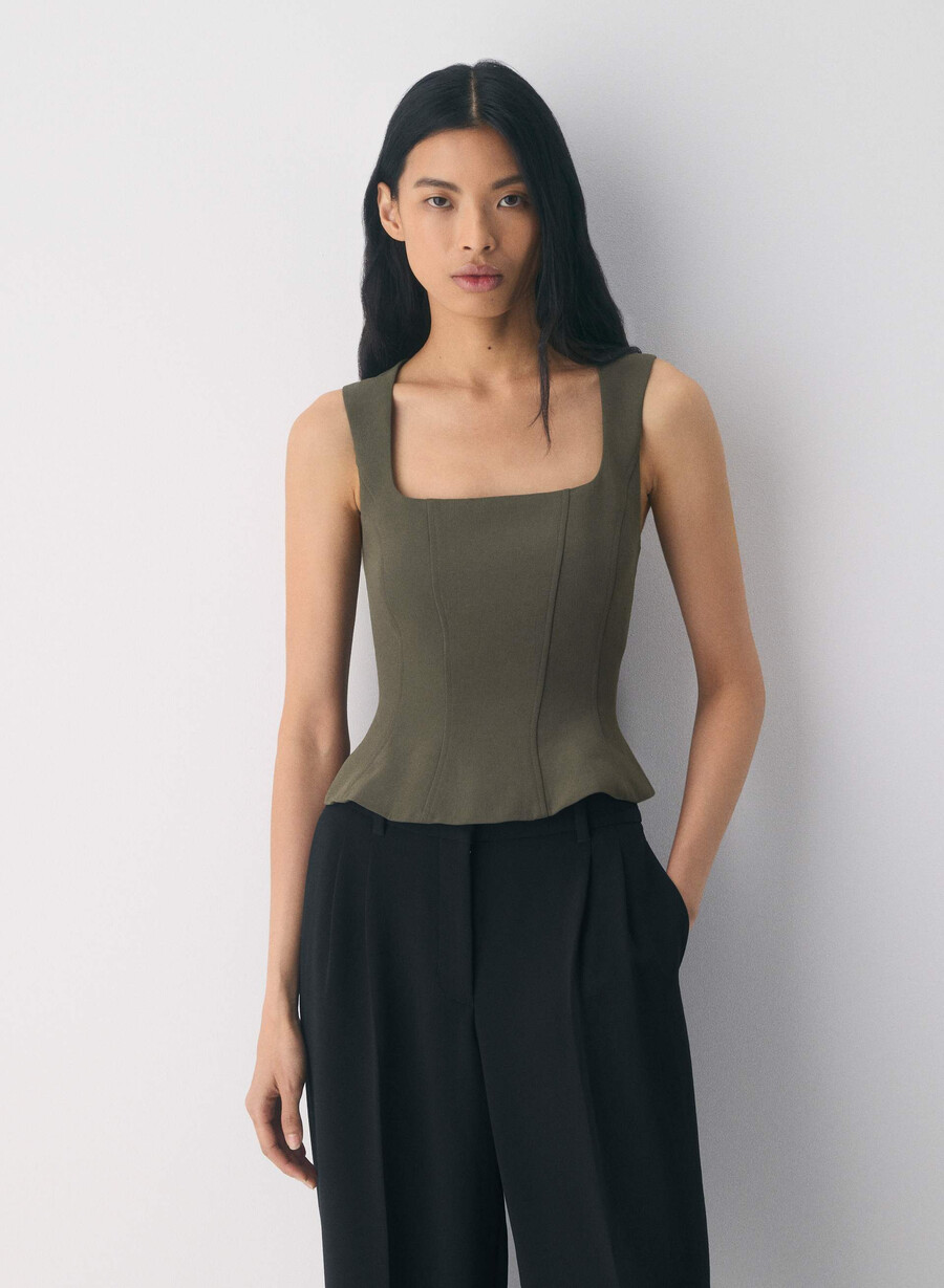 rhodora bustier - crepette mØrk olive