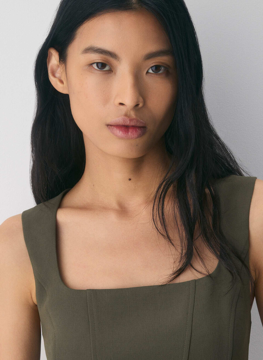 rhodora bustier - crepette mØrk olive