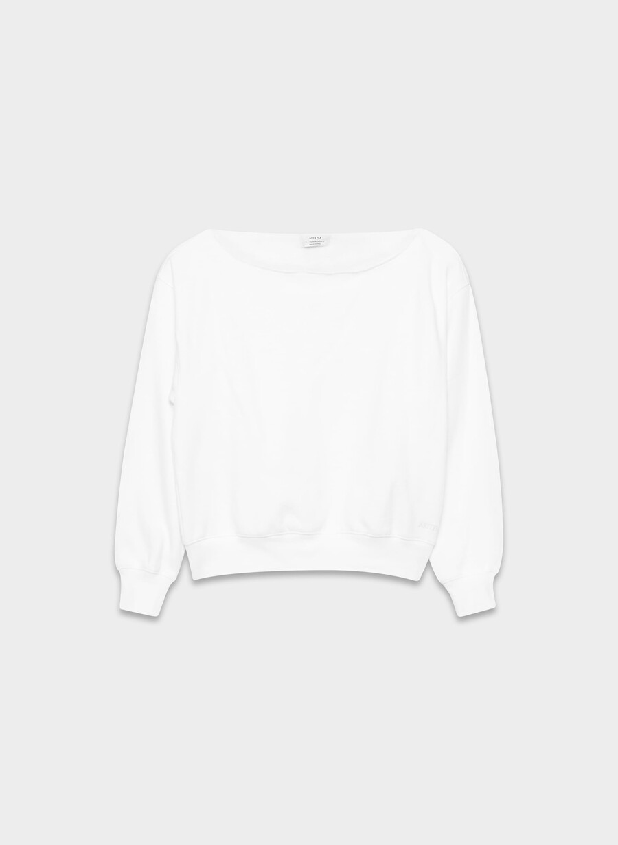 koselig sweatfleece bf off-shoulder genser hvit