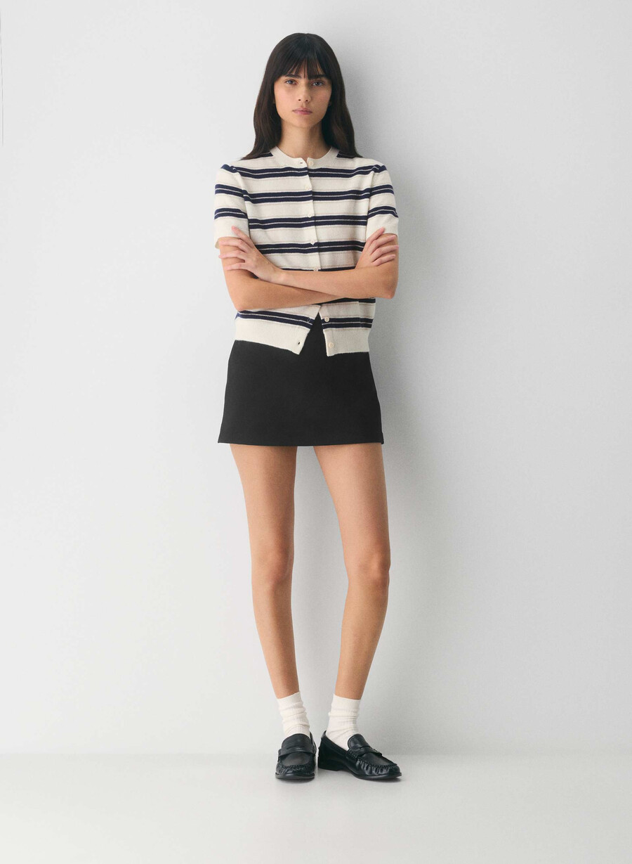 bare cashmere kortermet crew cardigan lt birch admiral