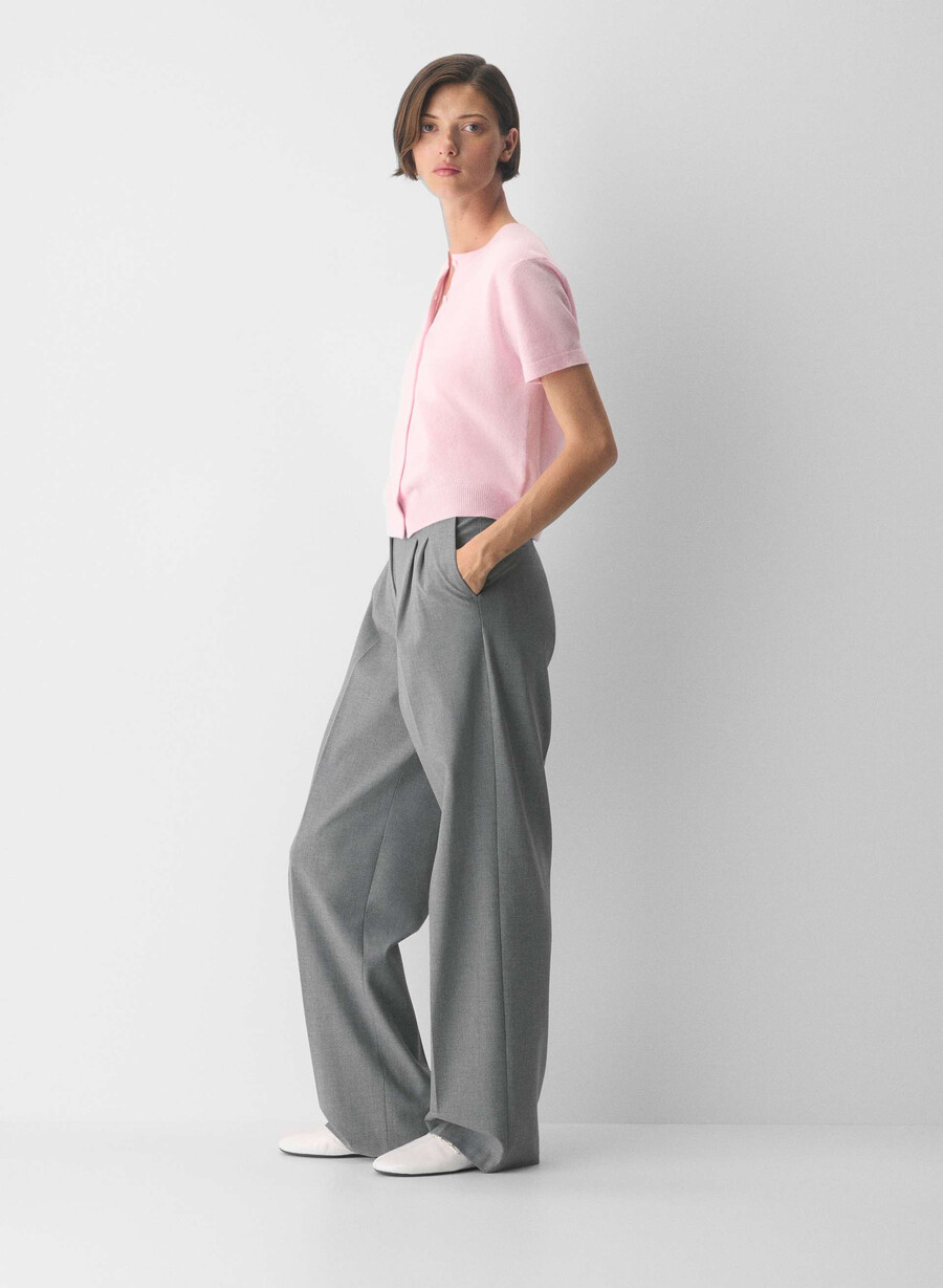 bare cashmere kortermet cardigan med crew-krage villa rosa