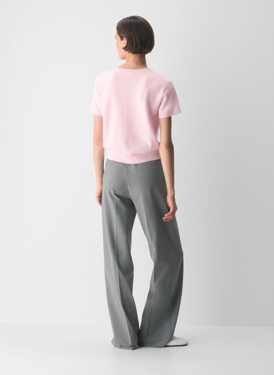 bare cashmere kortermet cardigan med crew-krage villa rosa