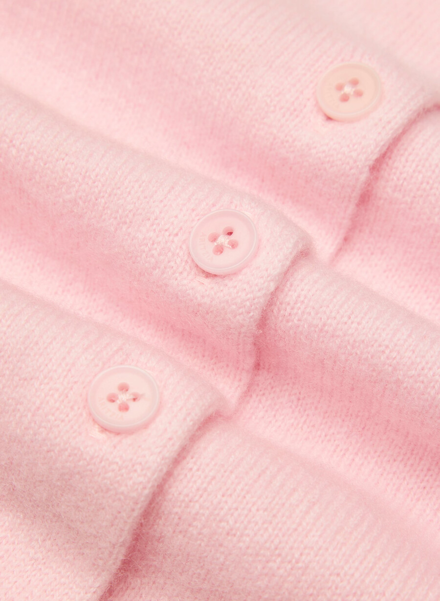 bare cashmere kortermet cardigan med crew-krage villa rosa
