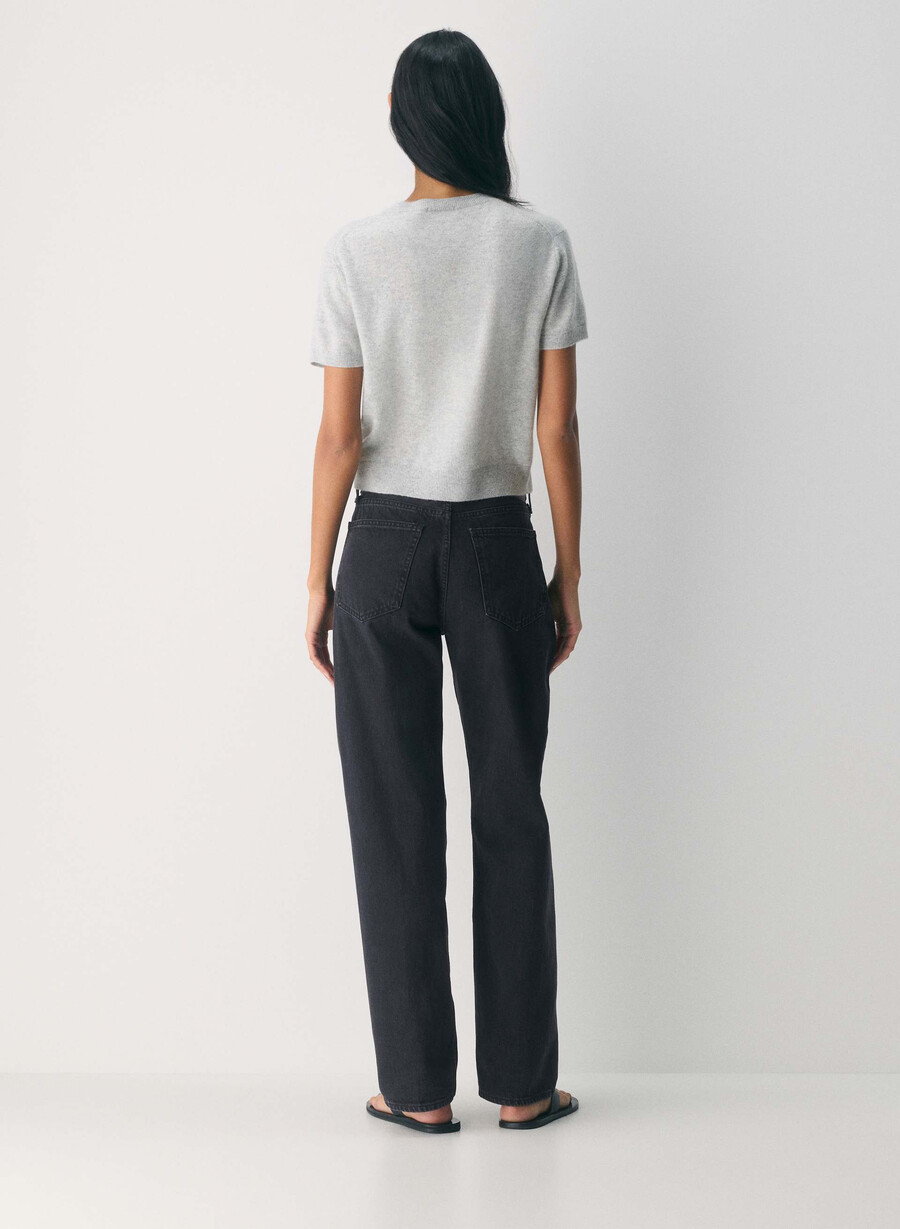 bare cashmere kortermet cardigan i lyngfarget krom