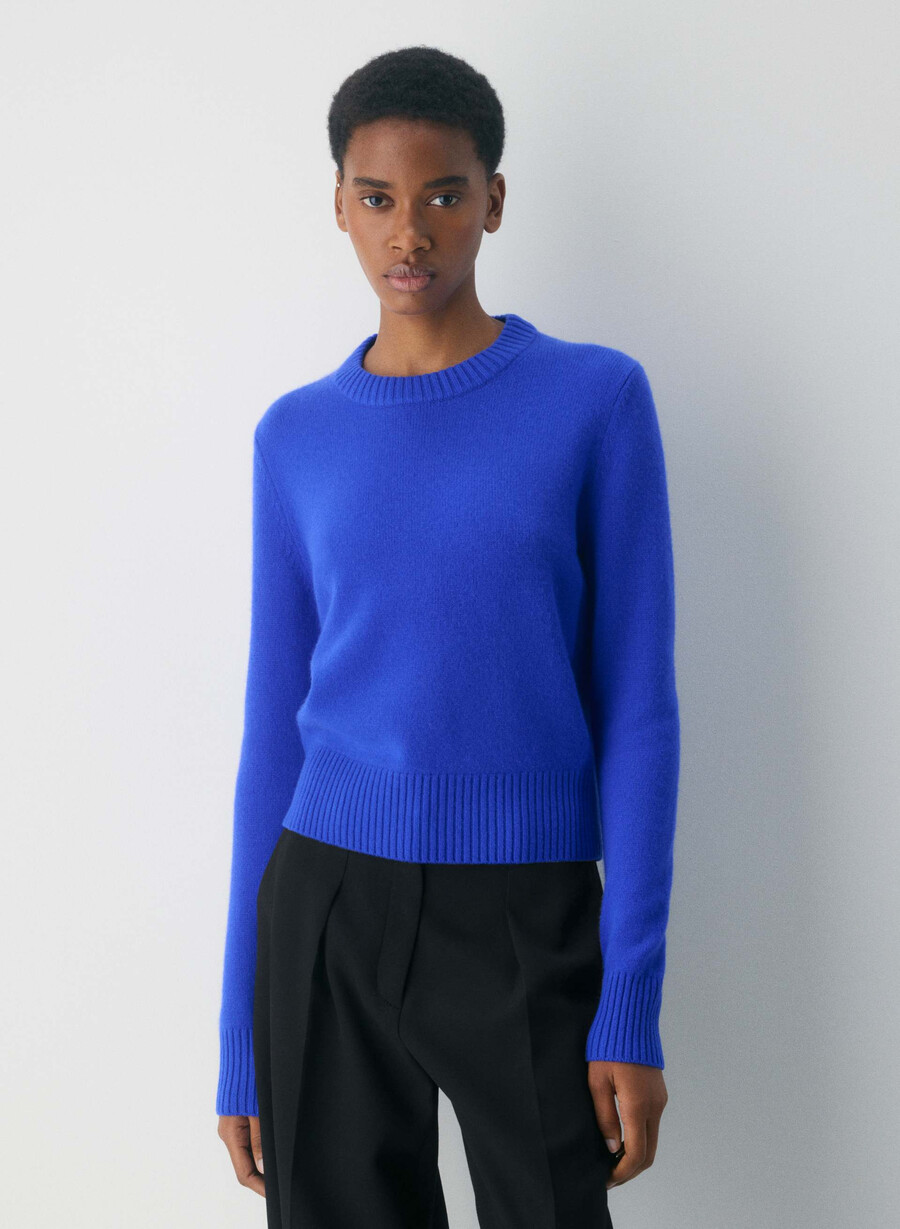 essential cashmere shrunken crew genser ablaze blÅ