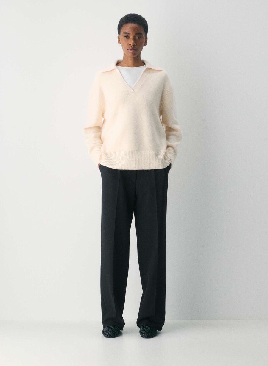 plysj kasjmir overdimensjonert pologenser whisper white