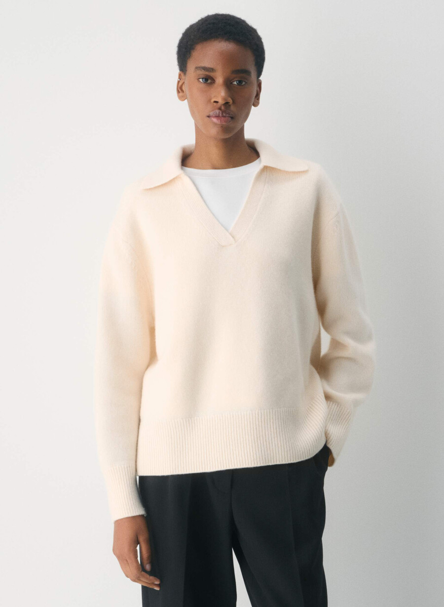 plysj kasjmir overdimensjonert pologenser whisper white