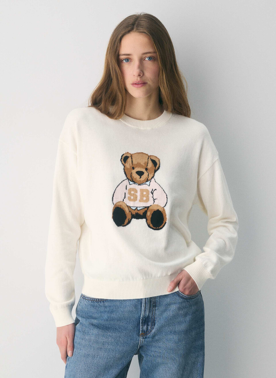 cotton charm prep icon genser lys bjØrkteddy be