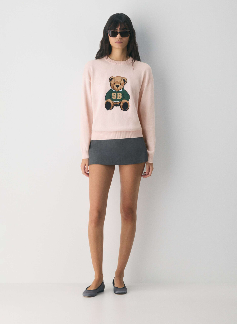 cotton charm prep icon genser skjØtt rosa teddy bea