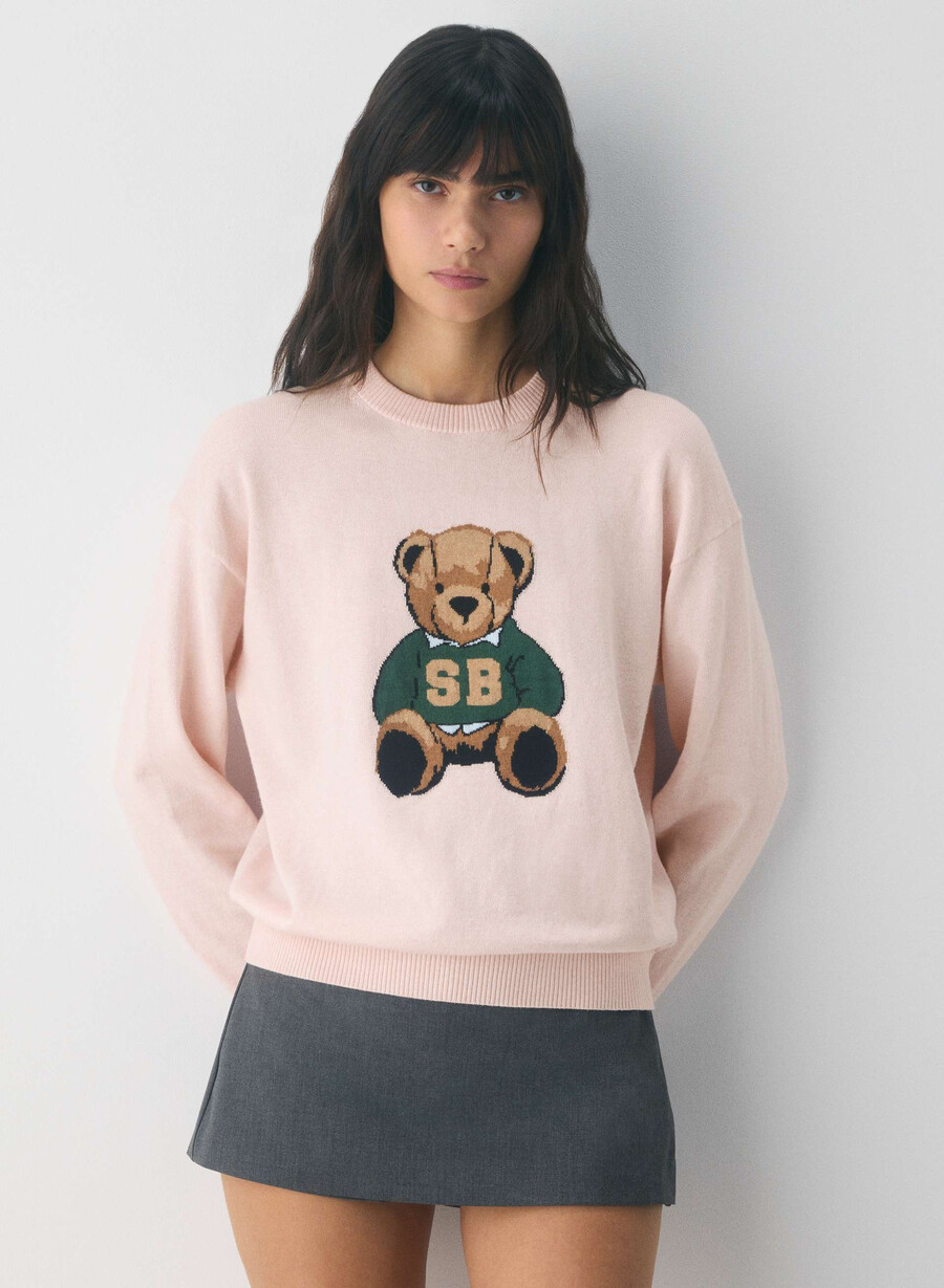 cotton charm prep icon genser skjØtt rosa teddy bea