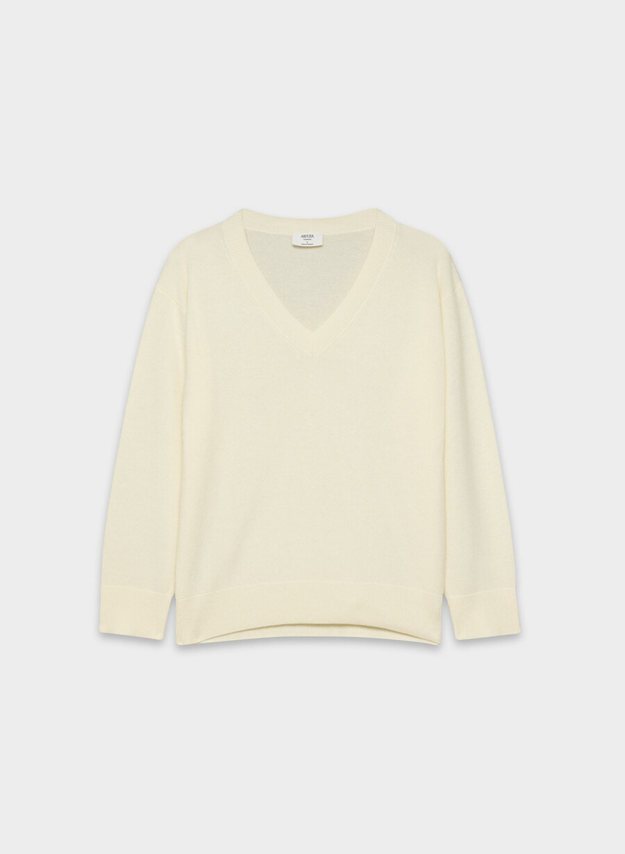 bare cashmere komposisjonsgenser lys bjØrk
