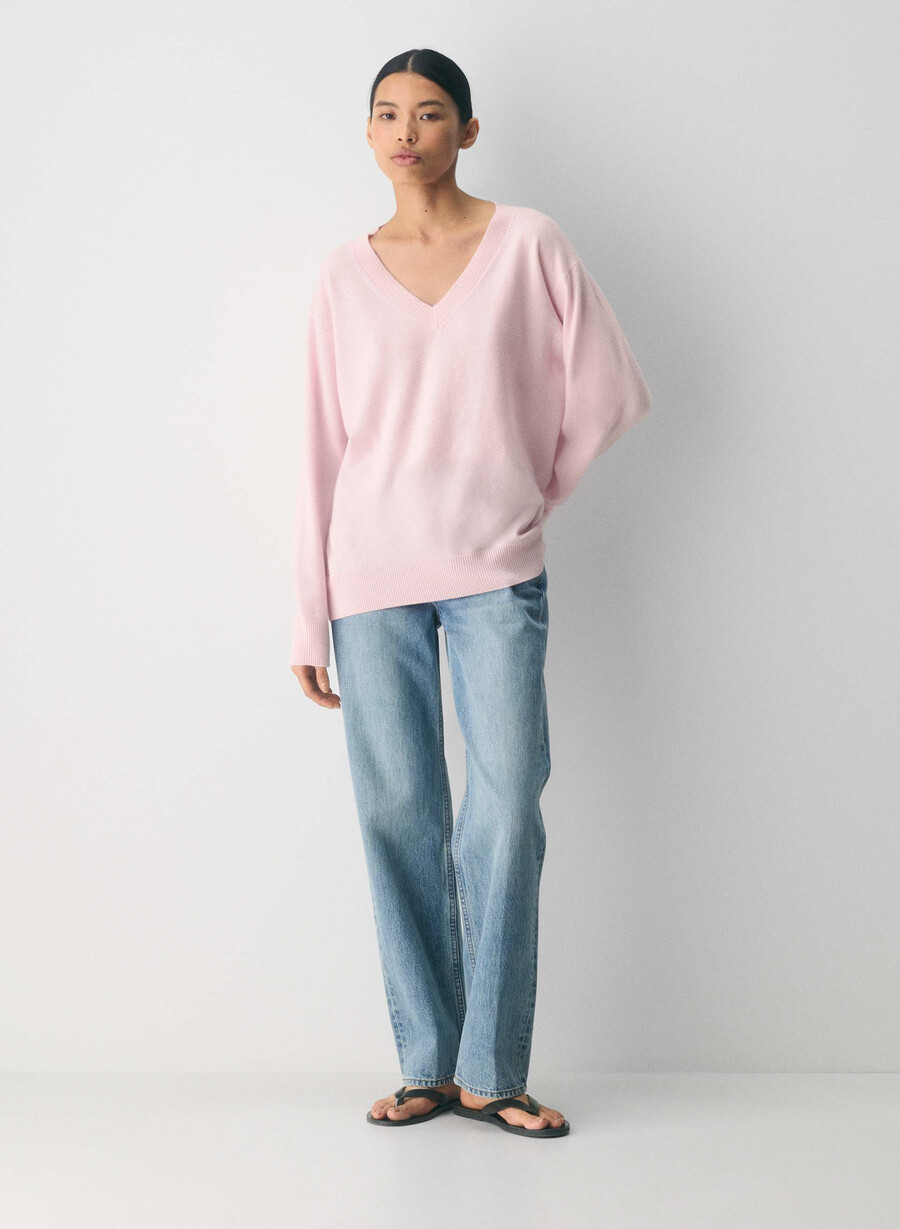 bare cashmere komposisjonsgenser villa pink