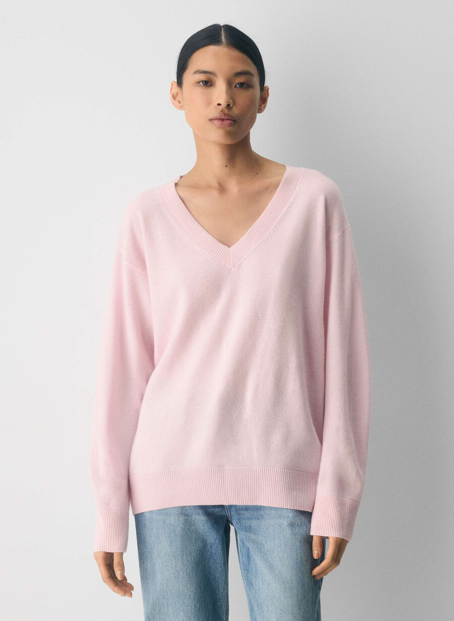 bare cashmere komposisjonsgenser villa pink