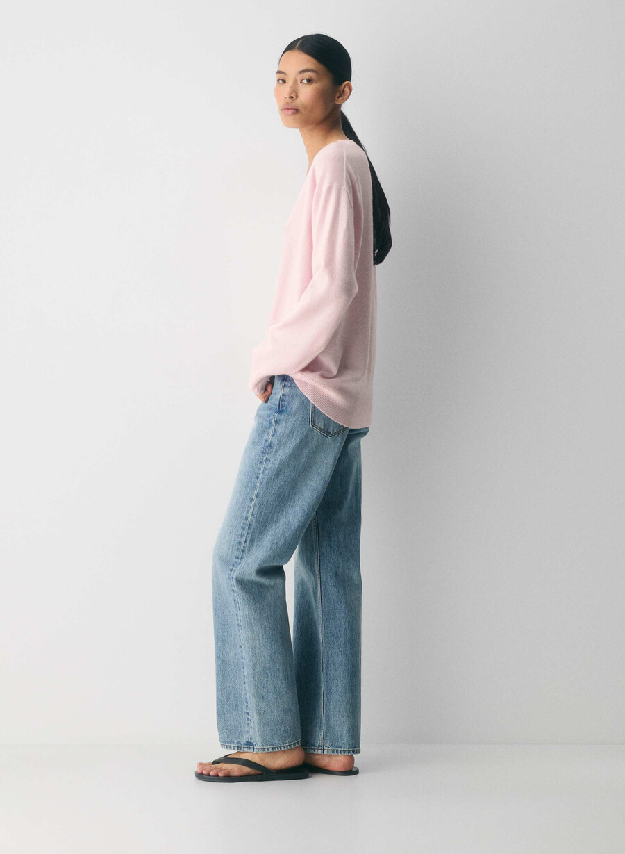 bare cashmere komposisjonsgenser villa pink