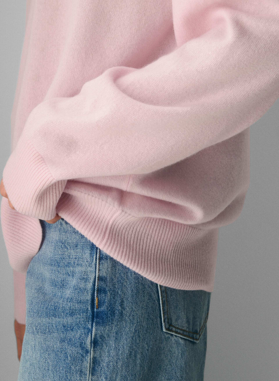 bare cashmere komposisjonsgenser villa pink