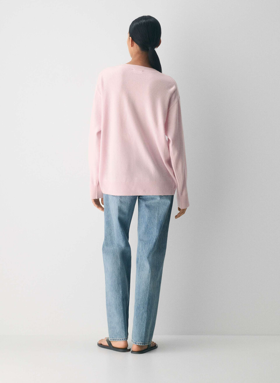 bare cashmere komposisjonsgenser villa pink