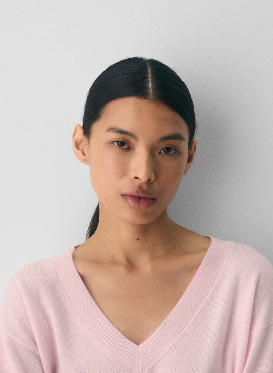 bare cashmere komposisjonsgenser villa pink