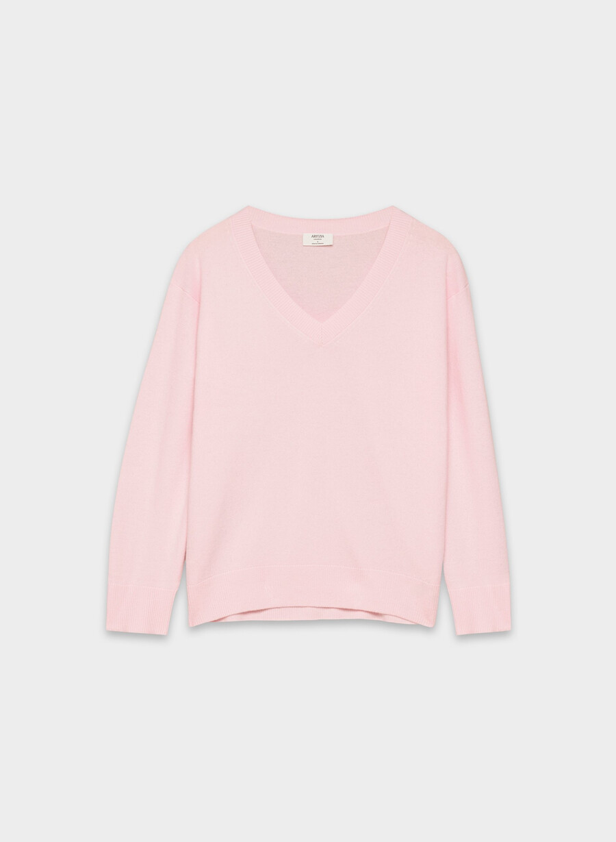 bare cashmere komposisjonsgenser villa pink