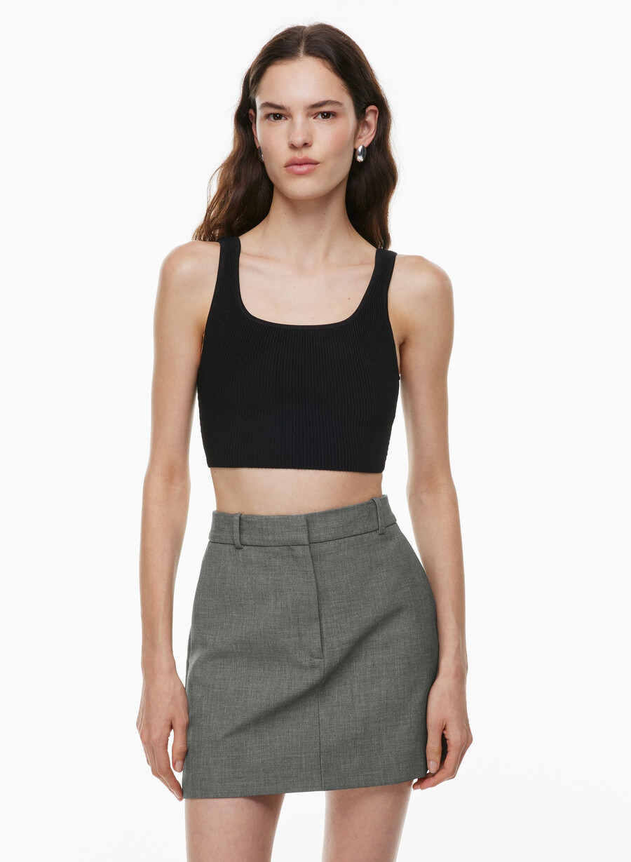 sculpt knit squareneck cropped tank svart