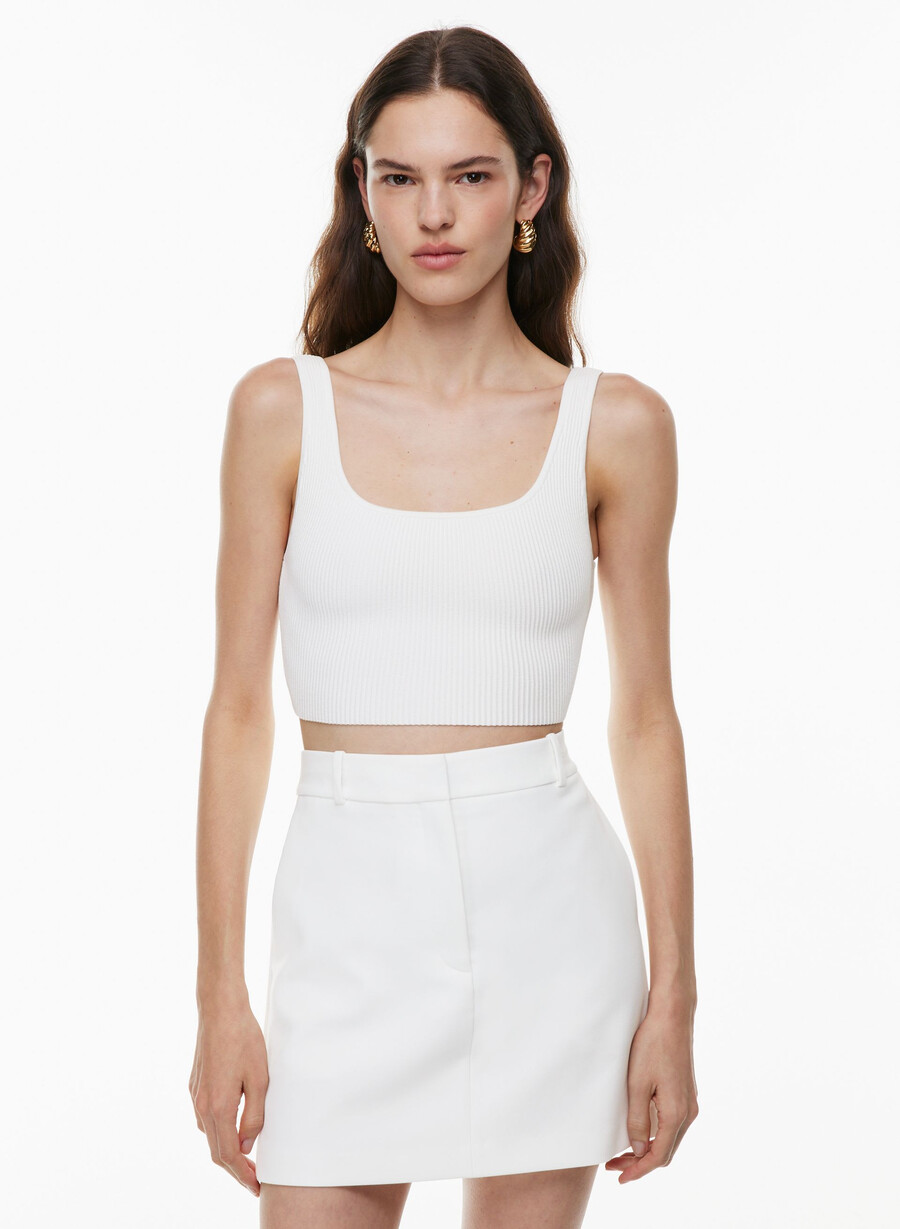 sculpt knit squareneck cropped tank hvit