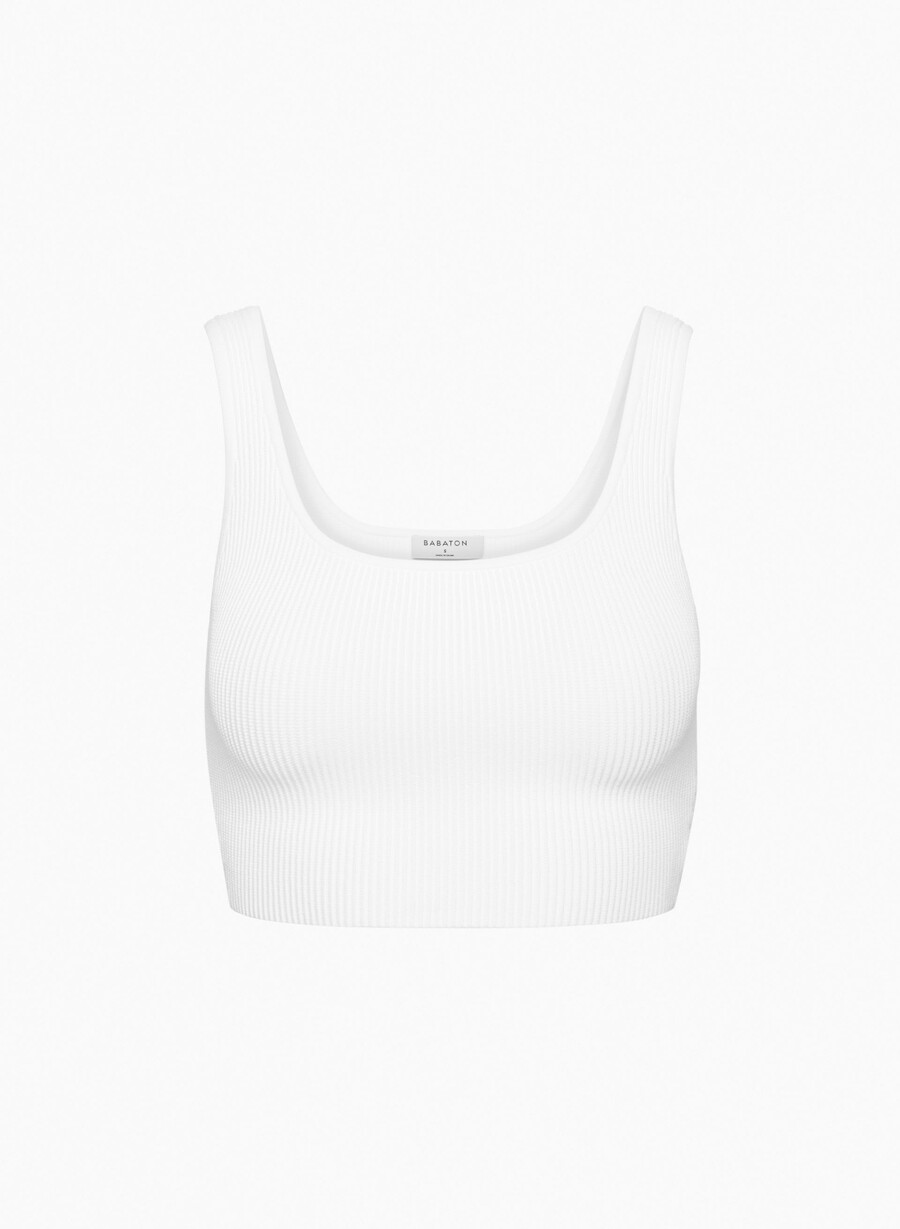sculpt knit squareneck cropped tank hvit