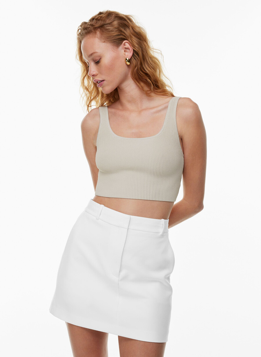 sculpt knit squareneck cropped tank matte perle