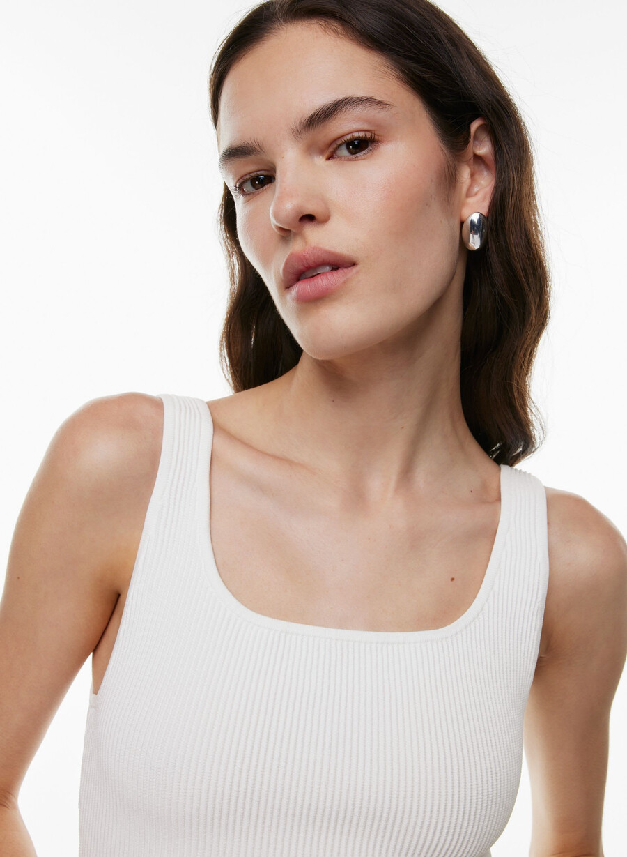 sculpt strikket topp med firkantet hals hvit