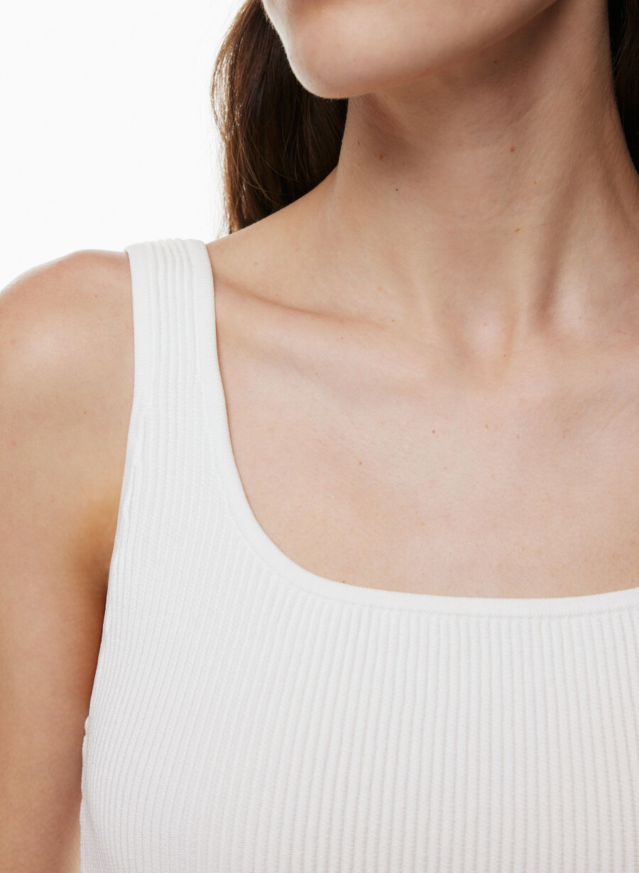 sculpt strikket topp med firkantet hals hvit