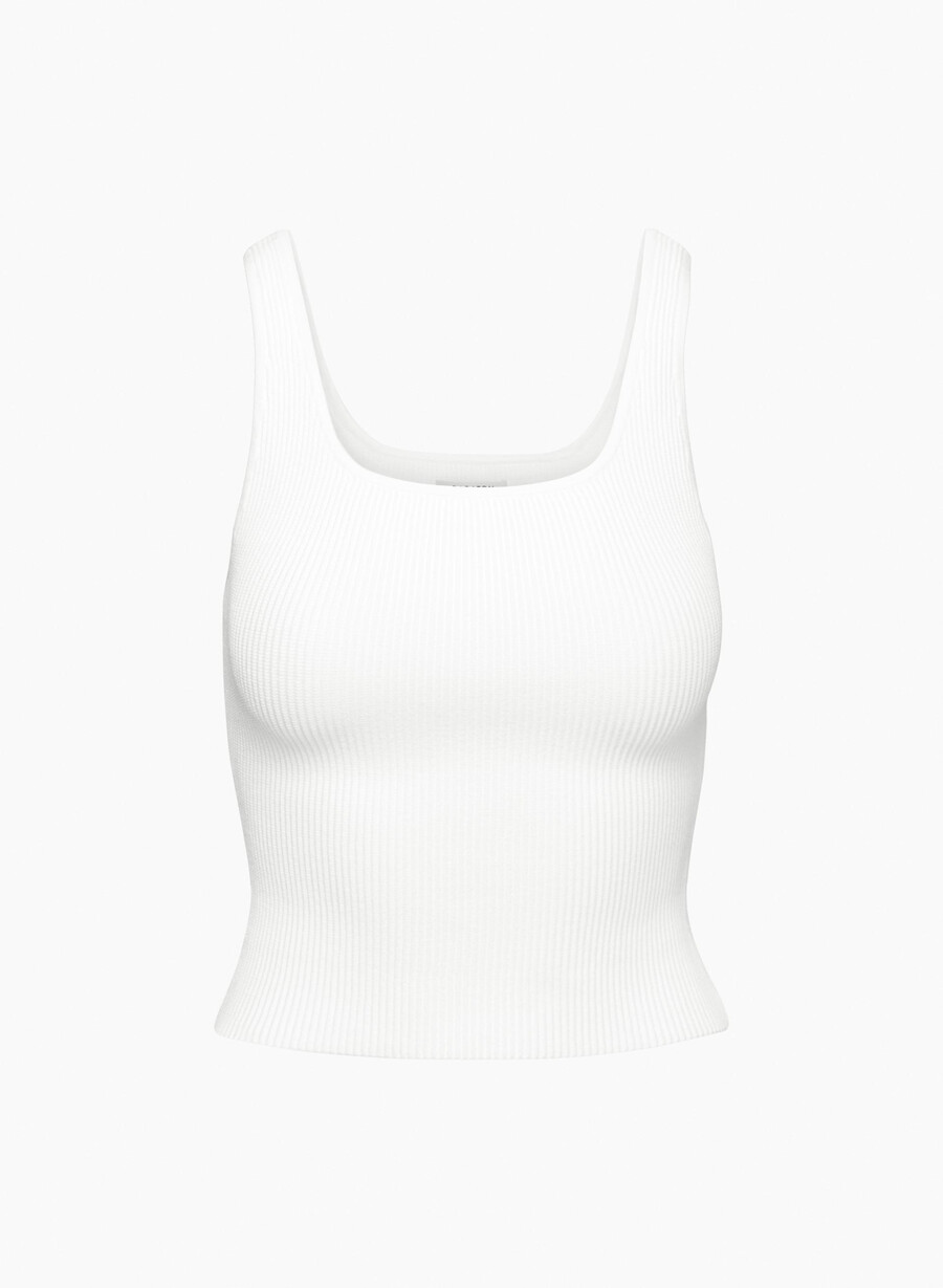 sculpt strikket topp med firkantet hals hvit