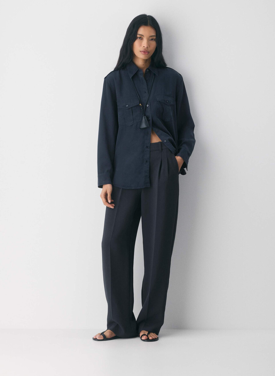 the effortless pant - crepette mØrk nattsblÅ