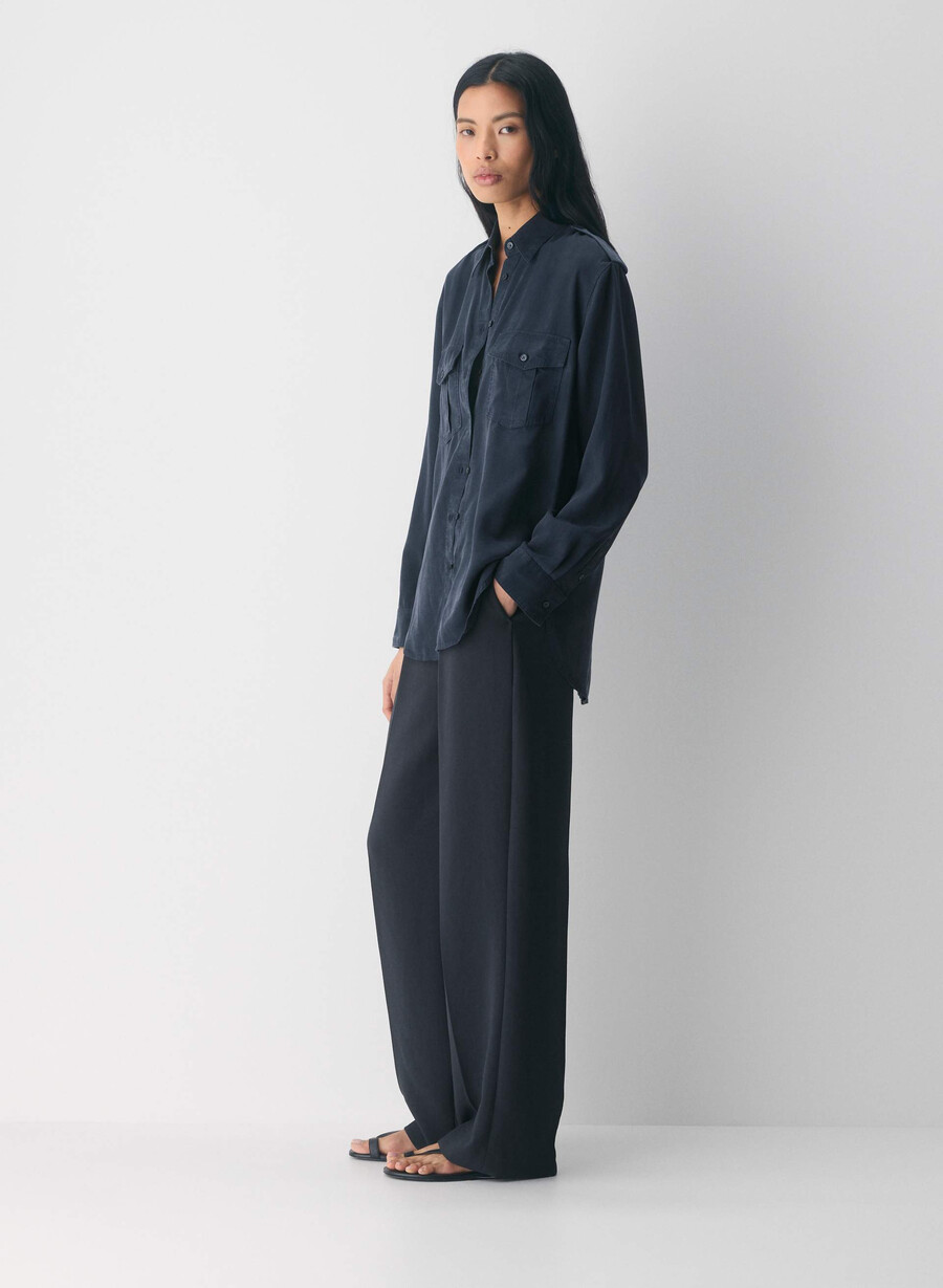 the effortless pant - crepette mØrk nattsblÅ