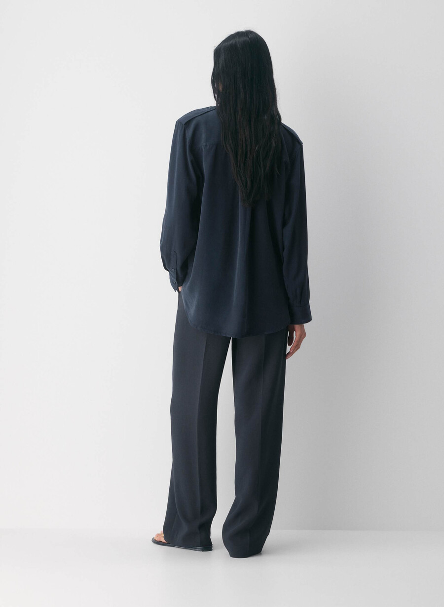 the effortless pant - crepette mØrk nattsblÅ