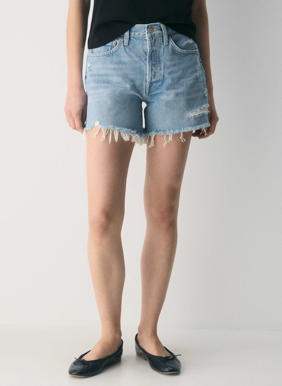 agolde parker lange jeans shorts swapmeet blÅ