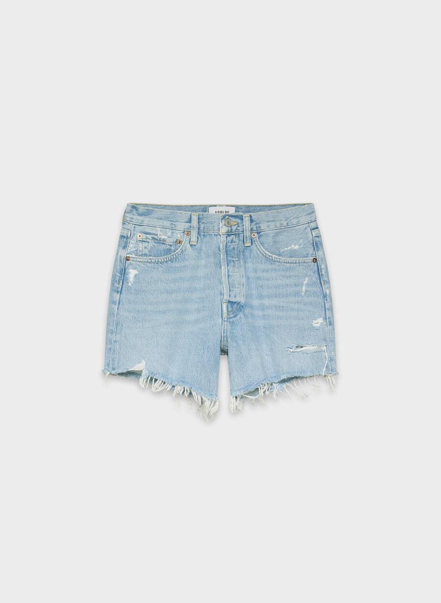 agolde parker lange jeans shorts swapmeet blÅ