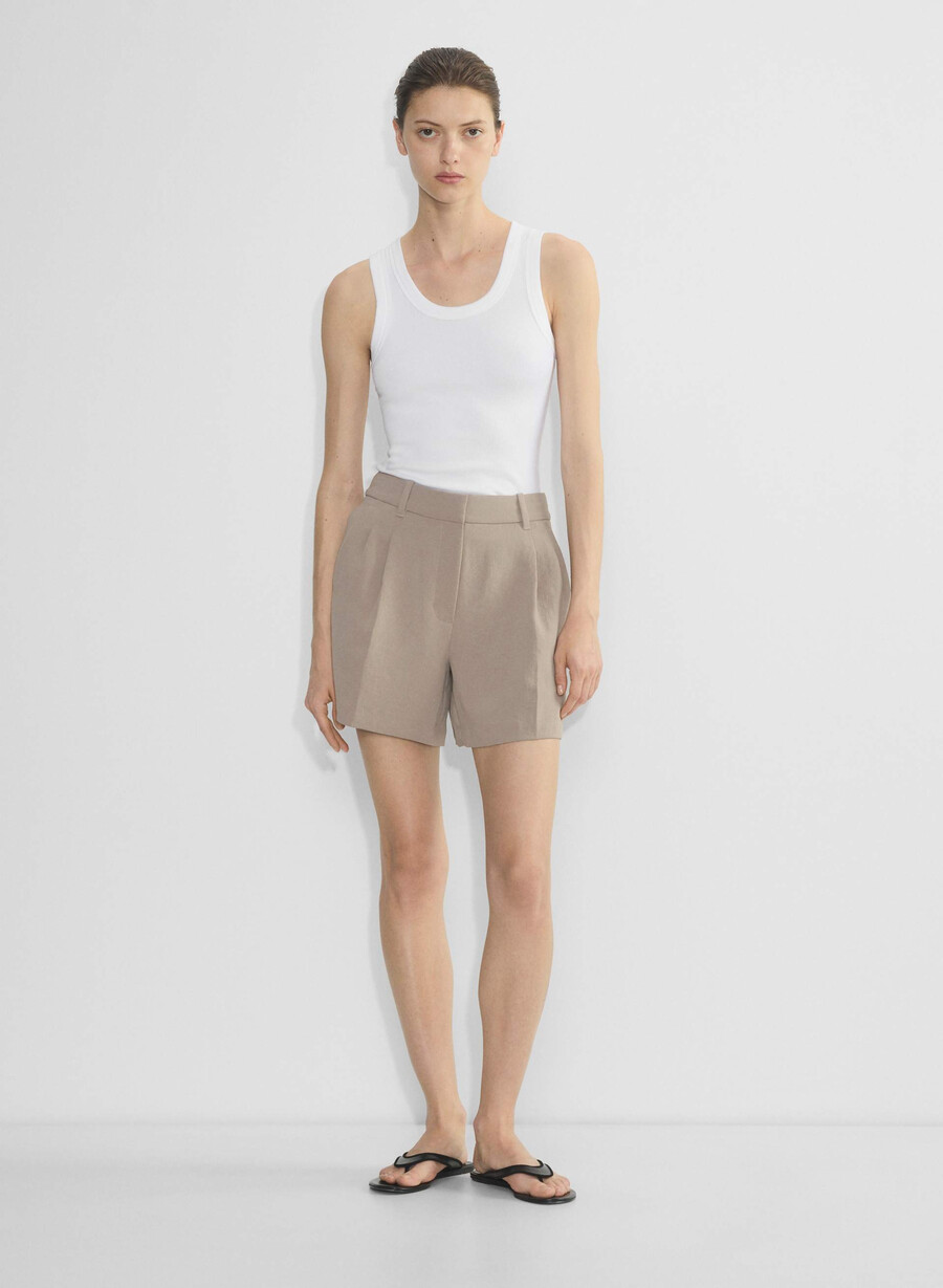 the effortless short mid-thigh – crepette nomad taupe