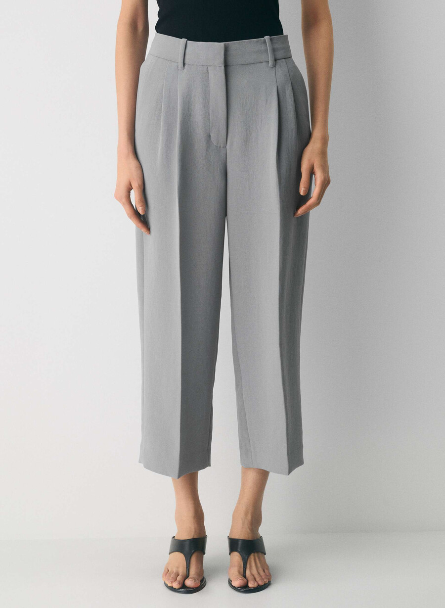 the effortless pant cropped - crepette riverstone grÅ