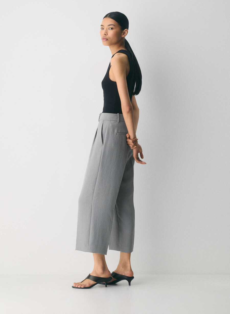 the effortless pant cropped - crepette riverstone grÅ