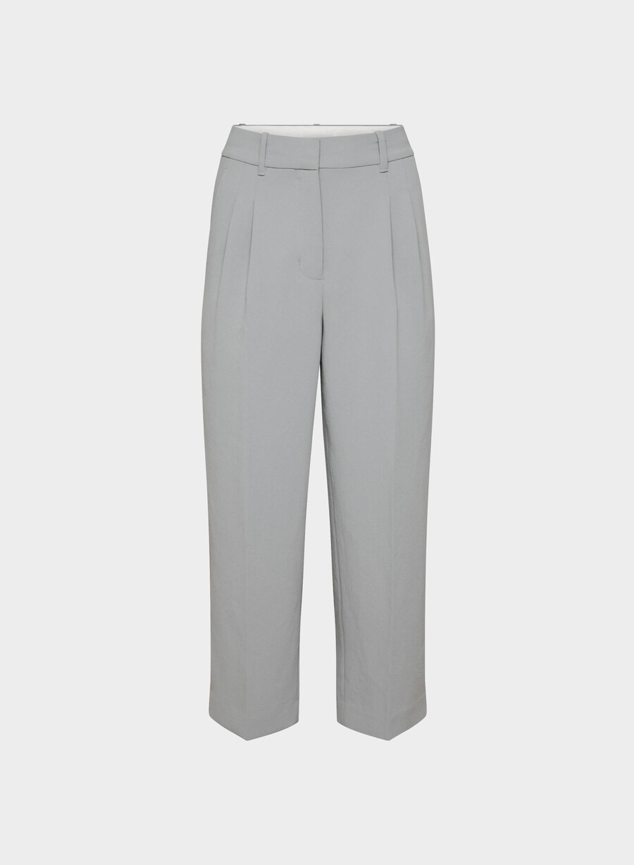 the effortless pant cropped - crepette riverstone grÅ