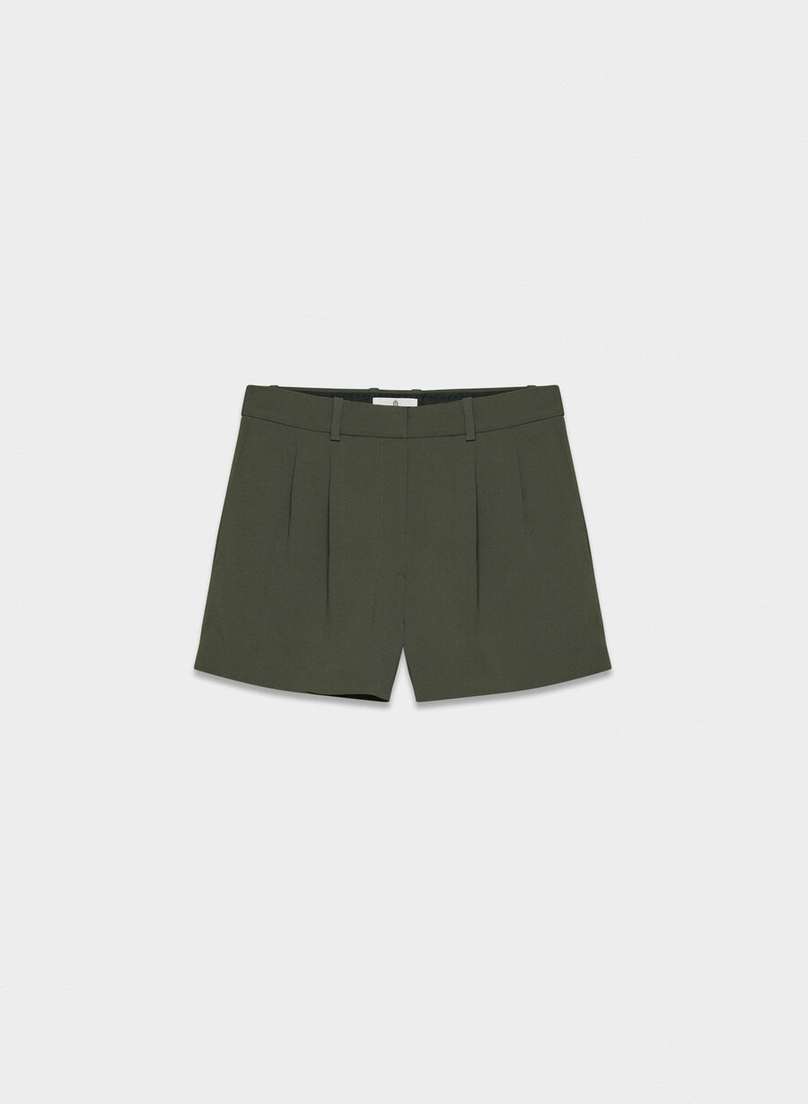 plisset minishorts mØrk oliven