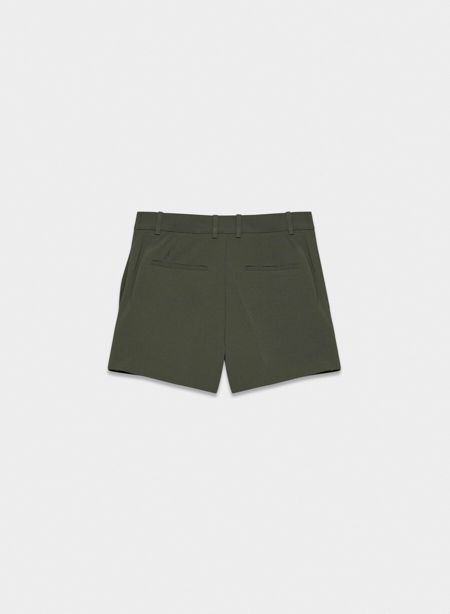 plisset minishorts mØrk oliven
