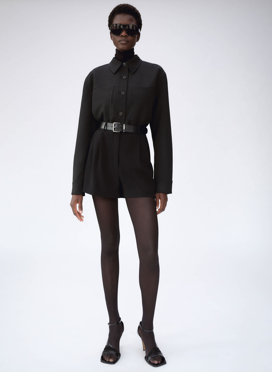 plisset minishorts mØrk oliven