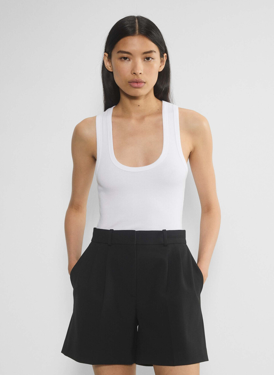 plisset midt-lår shorts svart