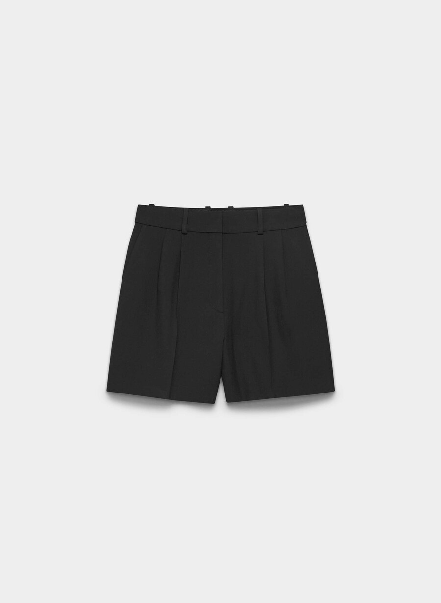 plisset midt-lår shorts svart