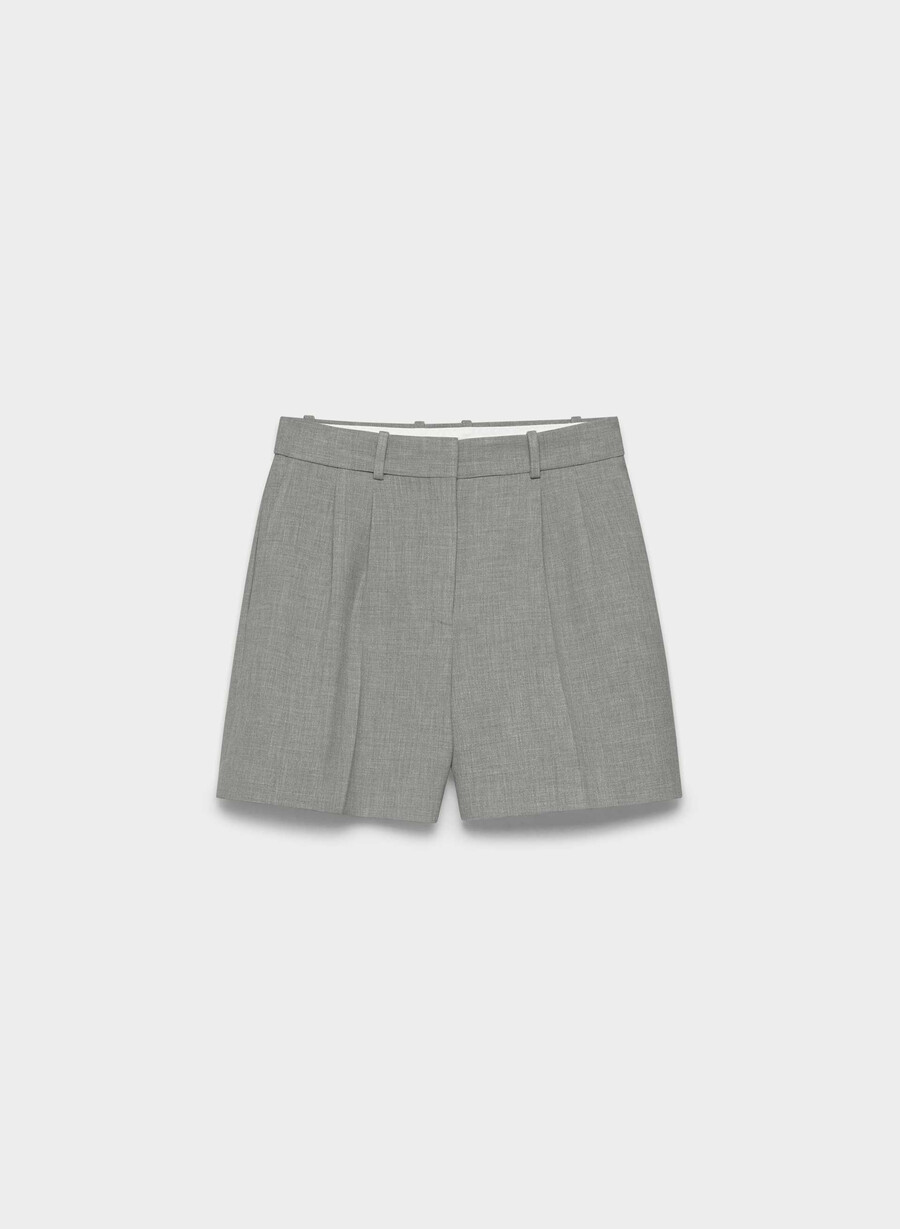 plisset shorts til midt på låret mØrkegrÅ melang