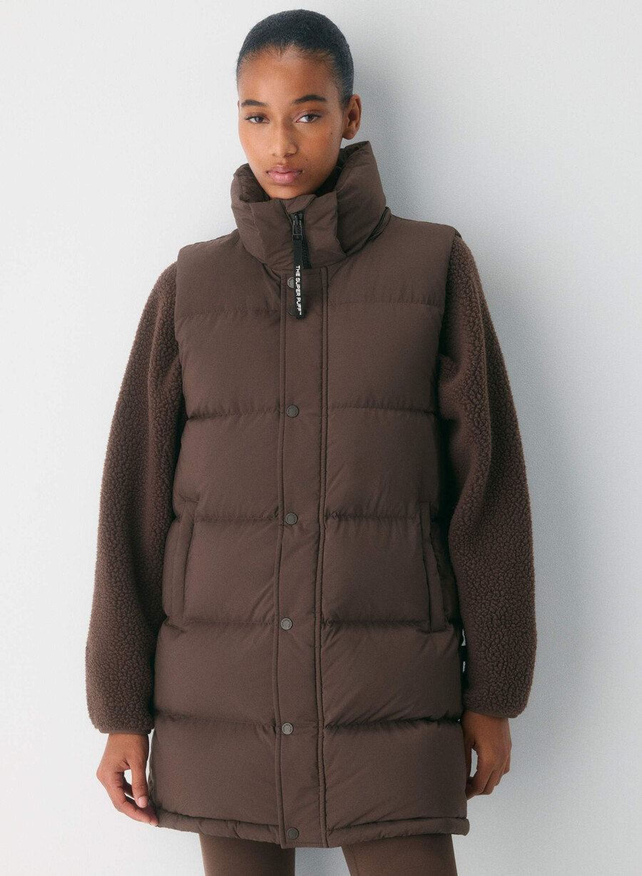 super puff mid vest - climatte rik mokkabrun