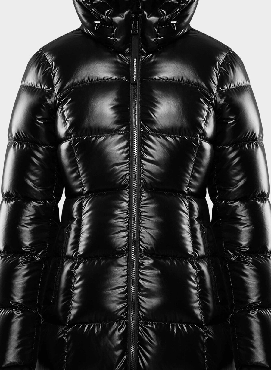 supersnug puff long – høyglanset svart