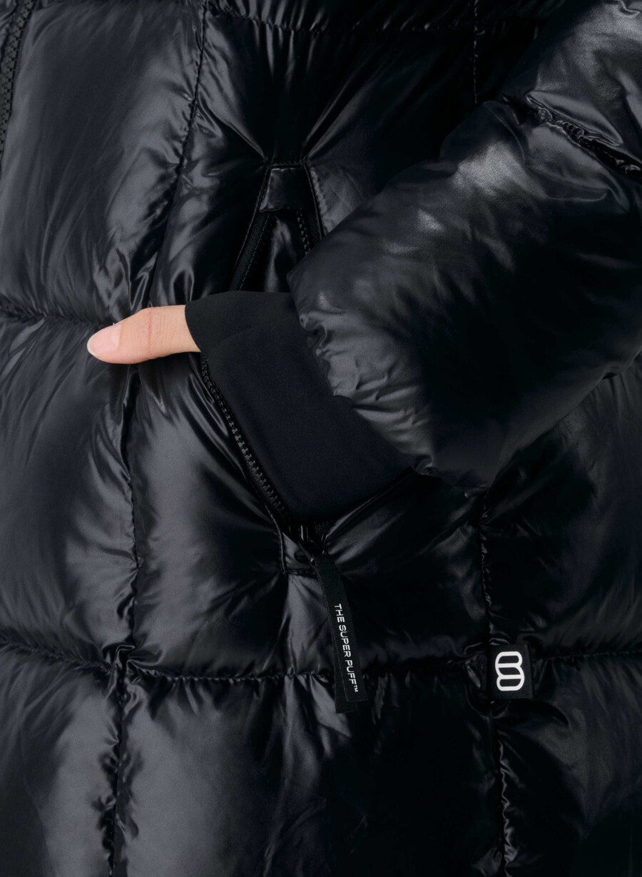 supersnug puff long – høyglanset svart