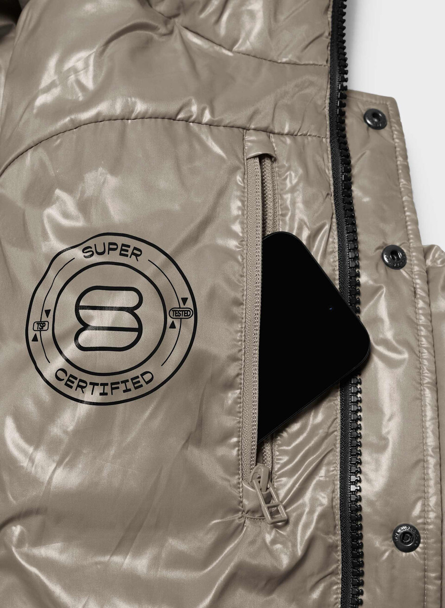 super puff høyglanset moderne taupe